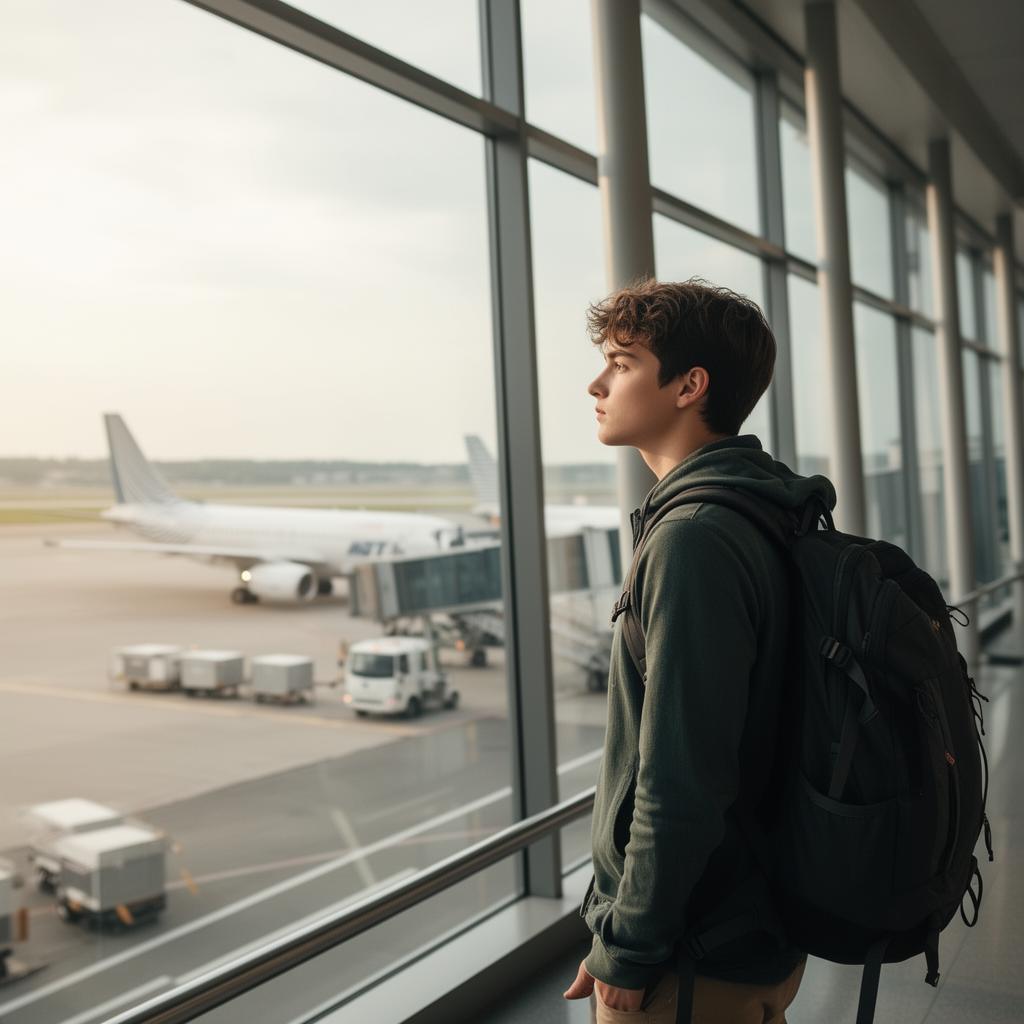 Traveler comparing mobile carrier data plans on tablet at airport