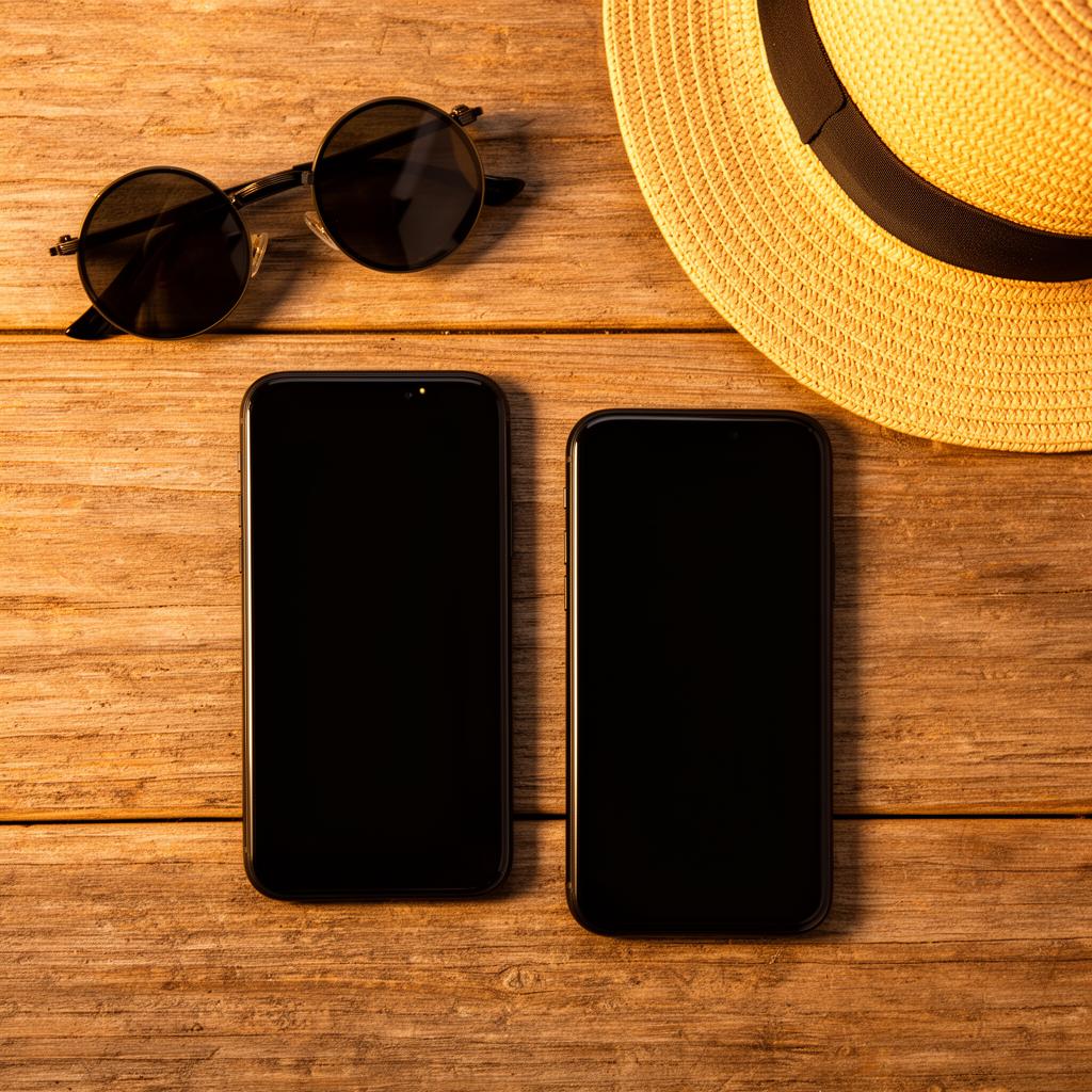 Two smartphones comparing eSIM travel data providers side by side