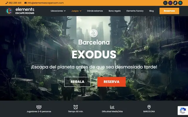 Elements Escape Rooms website