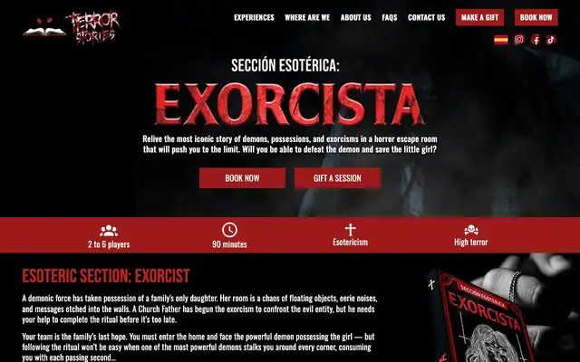 Terror Stories (Elements Escape Rooms, Experiencity) website