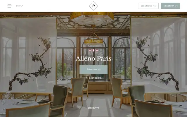 Alléno Paris au Pavillon Ledoyen website