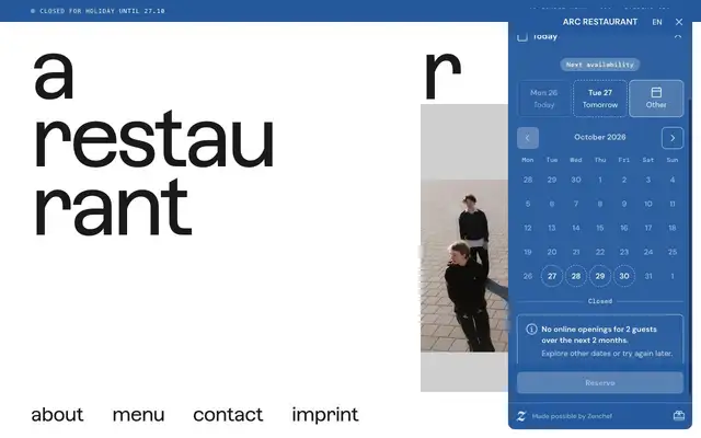 Arc Restaurant website