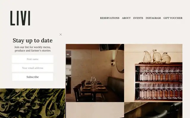 Bistro Livi website