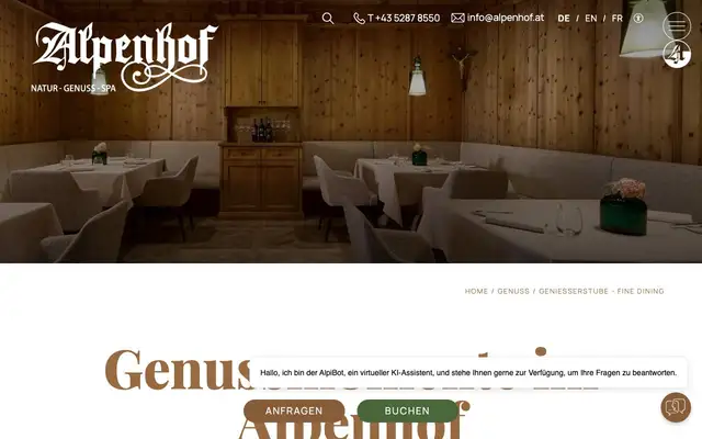 Die Geniesserstube im Alpenhof website