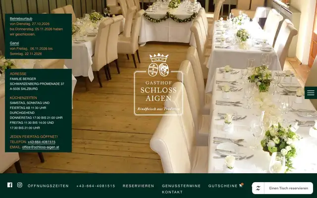 Gasthof Schloss Aigen website