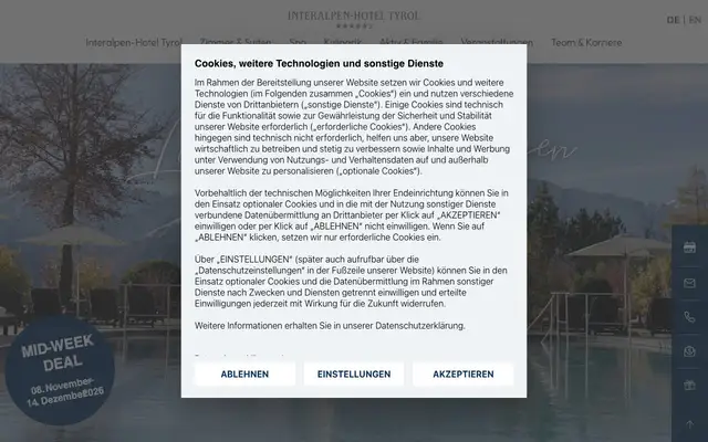Interalpen - Chef's Table website