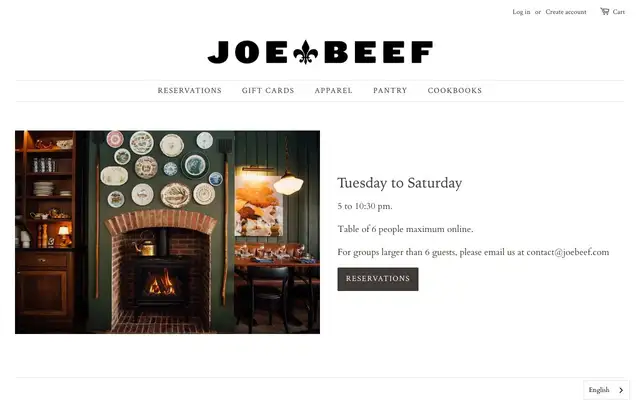 Joe Beef website