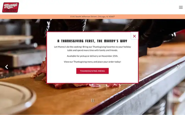 Manny's Cafeteria and Delicatessen website