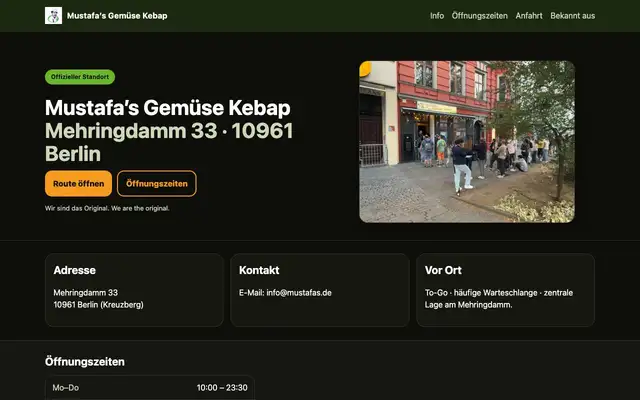 Mustafa's Gemüse Kebap website