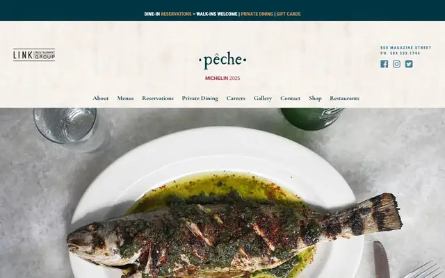 Pêche Seafood Grill website