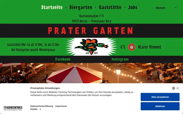 Prater Garten website