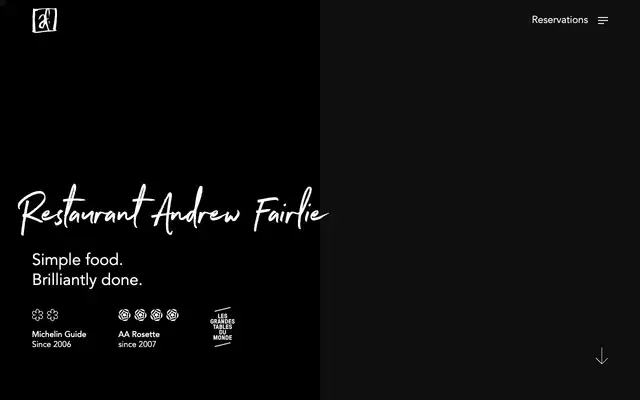 Restaurant Andrew Fairlie website