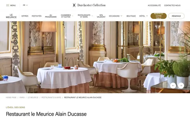 Restaurant Le Meurice Alain Ducasse website