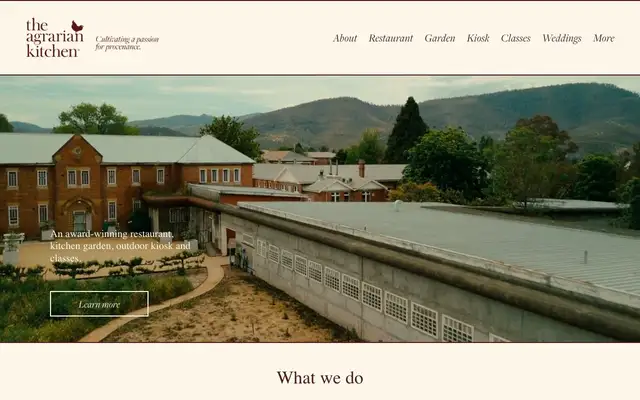 The Agrarian Kitchen Restaurant website